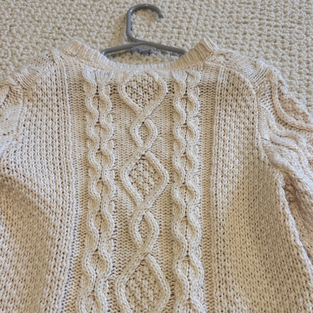 Mini Boden Cream Cable Knit Cardigan with Mustard Trim - Picture 11 of 13